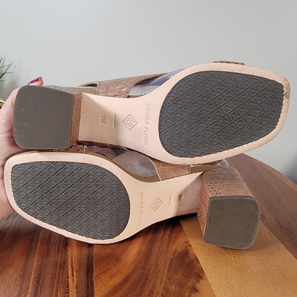 Donald Pliner Pasha Slingback Sandal Heels Croc Embossed Leather Size 7 - Picture 11 of 17